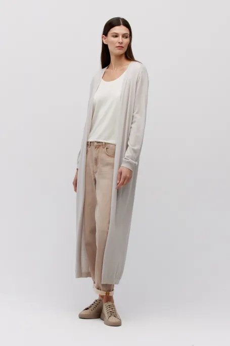 Langer grauer Wollcardigan grau