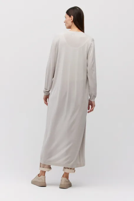 Langer grauer Wollcardigan grau