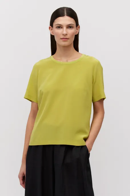 Seidige limegrüne Bluse Brigitte