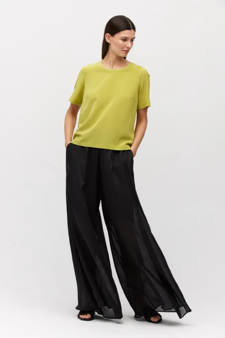 Seidige limegrüne Bluse Brigitte
