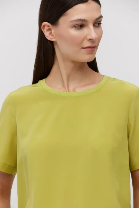 Seidige limegrüne Bluse Brigitte