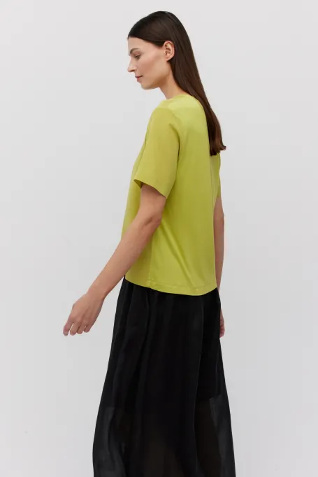 Seidige limegrüne Bluse Brigitte