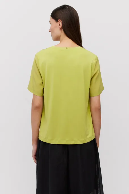 Seidige limegrüne Bluse Brigitte