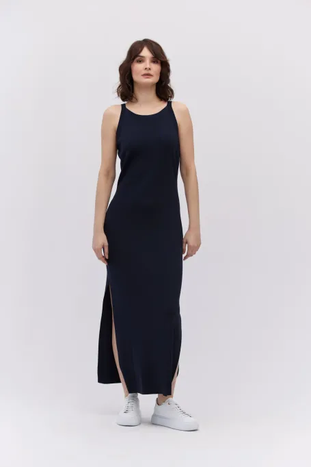 Marineblaue Kleid mit Halter-Ausschnitt