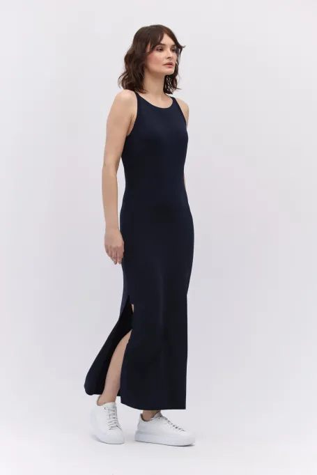 Marineblaue Kleid mit Halter-Ausschnitt