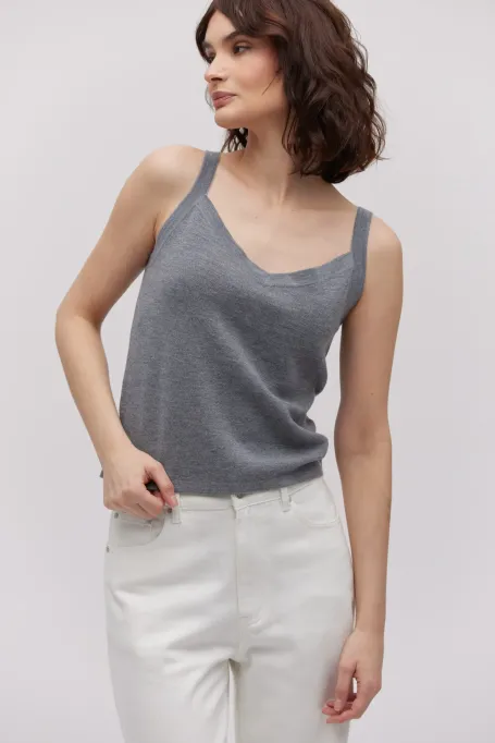 Graues Top aus Merinowolle