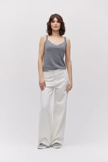 Graues Top aus Merinowolle