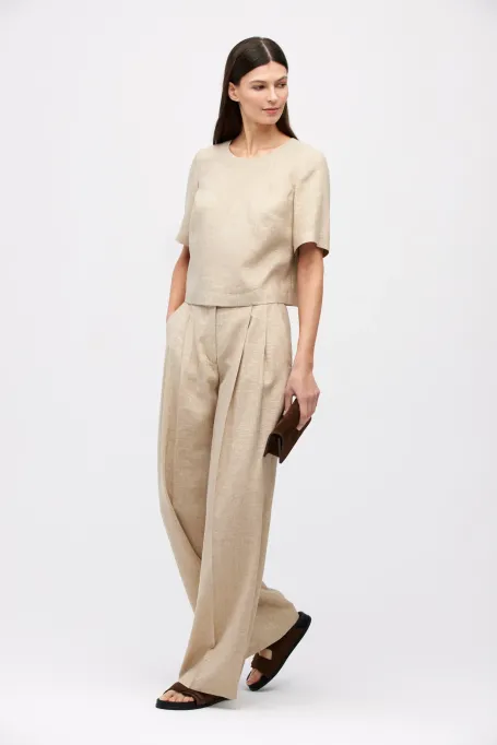 Beige Leinenbluse