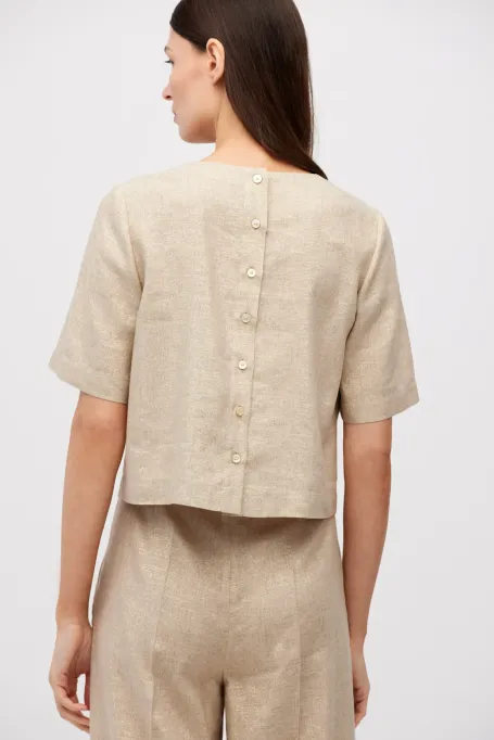 Beige Leinenbluse