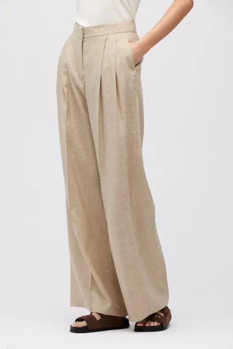 Beige Leinenhose