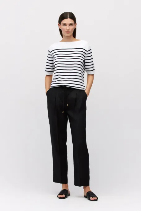 Schwarze Leinenhosen