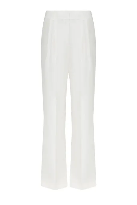 Weiße Leinenhose mit weitem Bein