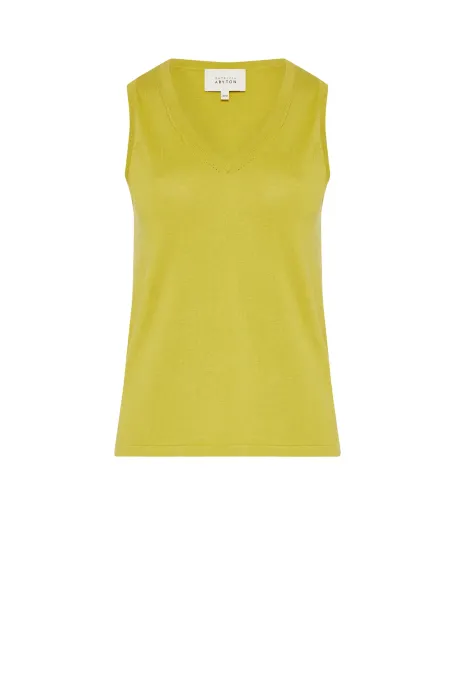 Limettengrünes Top aus Baumwolle und Seide