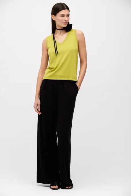 Limettengrünes Top aus Baumwolle und Seide