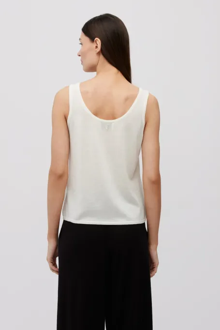 Weißes Strick-Top mit Kaschmir