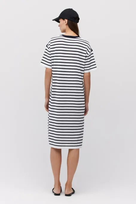 Weißes Etuikleid mit Streifen weiß