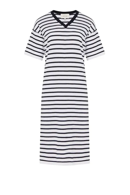 Weißes Etuikleid mit Streifen weiß