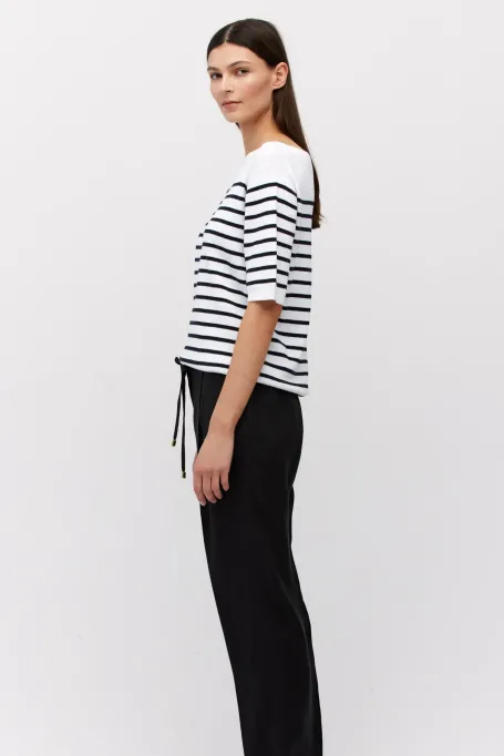 Gestreifte Bluse mit Seide weiß