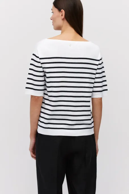 Gestreifte Bluse mit Seide weiß