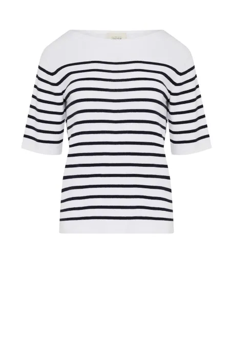 Gestreifte Bluse mit Seide weiß