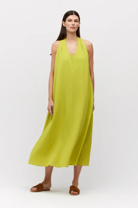 Limettengrünes Seidenkleid
