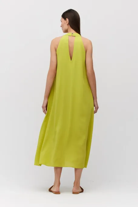 Limettengrünes Seidenkleid