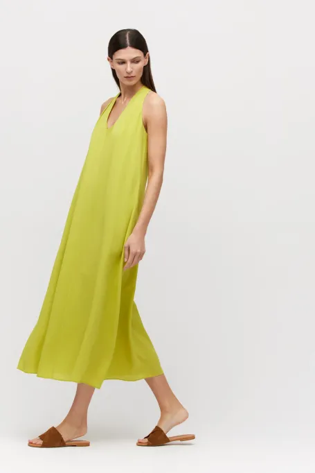 Limettengrünes Seidenkleid