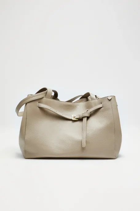 Beige Shopper-Tasche aus Leder