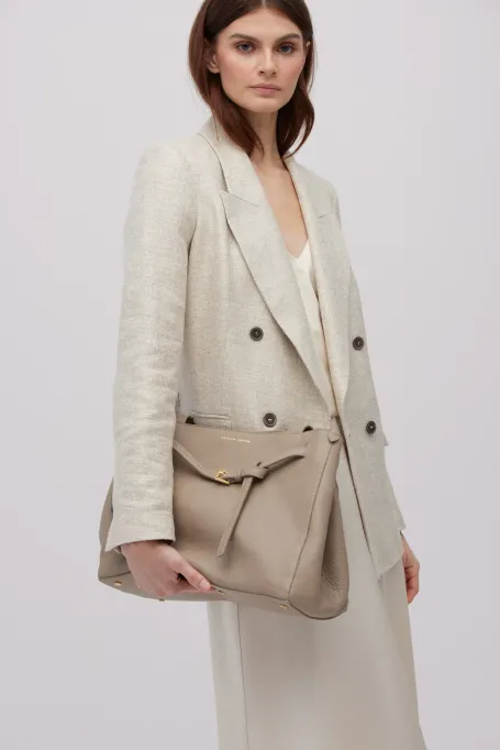 Beige Shopper-Tasche aus Leder