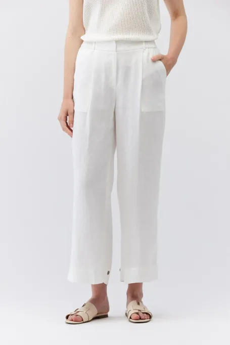 Weiße weite Leinenhose