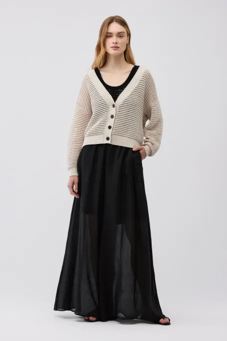 Beiger Leinen-Cardigan beige