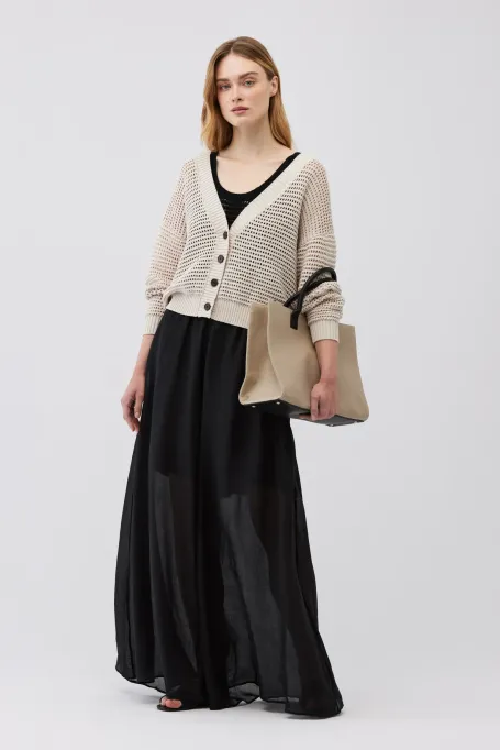 Beiger Leinen-Cardigan beige