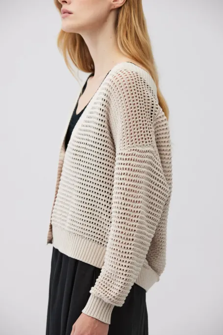 Beiger Leinen-Cardigan beige