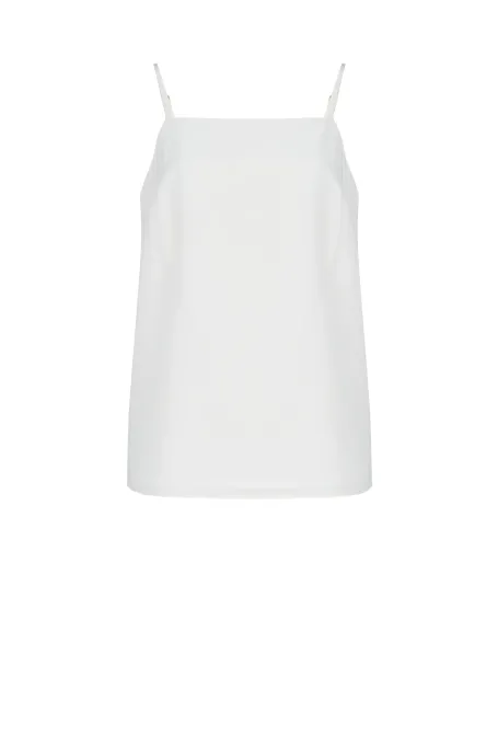 Beiges Seidentop mit quadratischem Ausschnitt beige