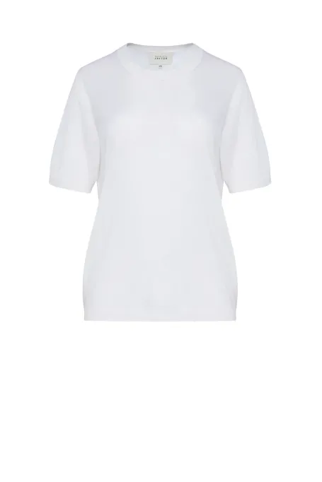 Weißes T-Shirt aus Merinowolle weiß