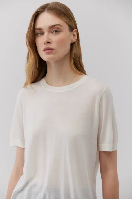 Weißes T-Shirt aus Merinowolle weiß