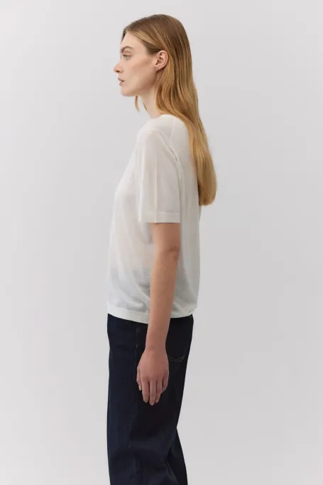 Weißes T-Shirt aus Merinowolle weiß