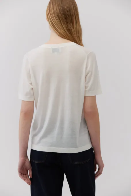 Weißes T-Shirt aus Merinowolle weiß