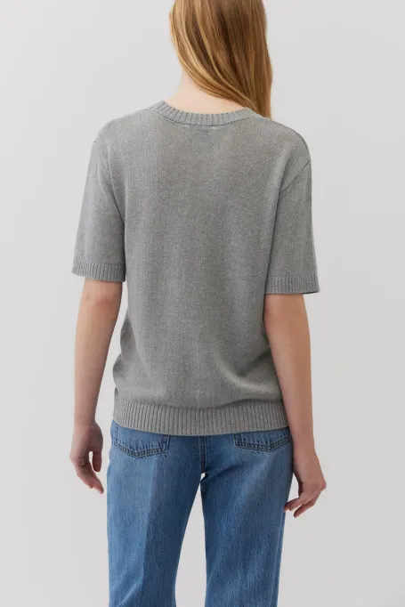 Graues T-Shirt aus Leinen und Baumwolle