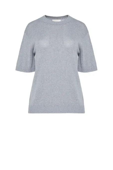 Graues T-Shirt aus Leinen und Baumwolle