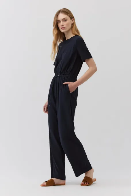 Marineblauer Seiden-Overall