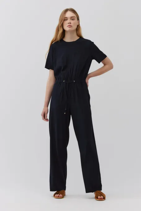 Marineblauer Seiden-Overall