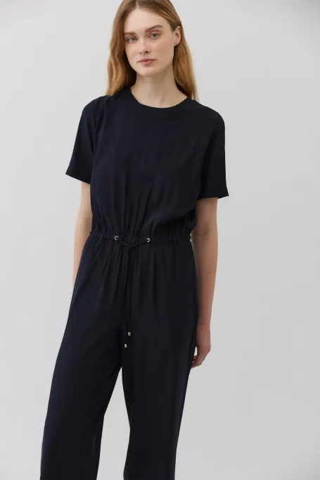 Marineblauer Seiden-Overall