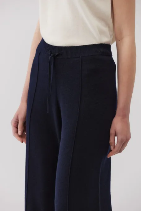 Merinowollhosen mit weitem Bein marine