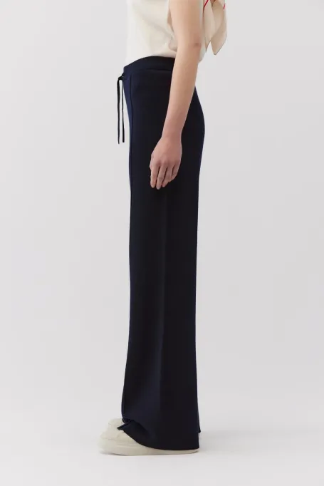 Merinowollhosen mit weitem Bein marine