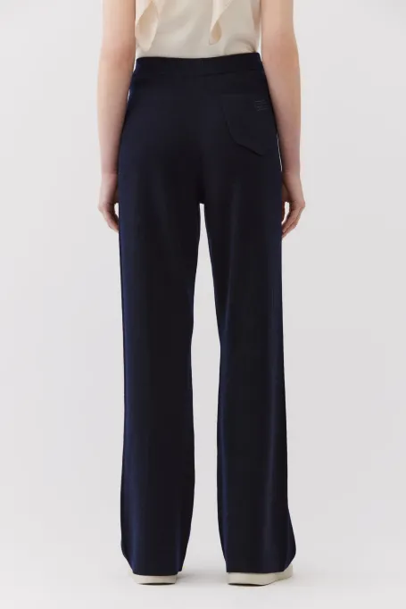 Merinowollhosen mit weitem Bein marine