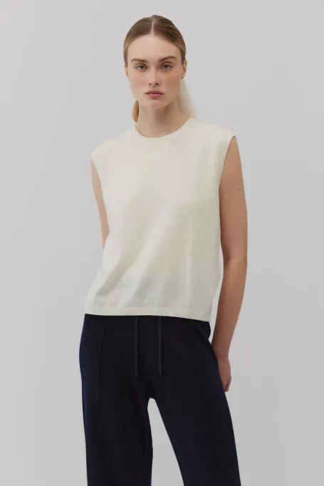 Weißes Stricktop mit Kaschmir