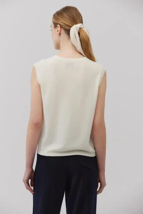 Weißes Stricktop mit Kaschmir