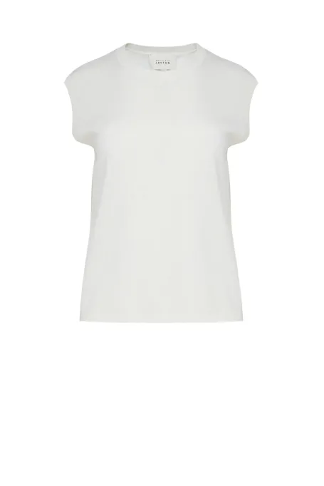 Weißes Stricktop mit Kaschmir