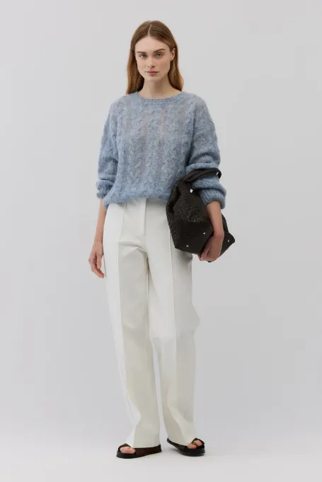 Hellblauer Pullover mit Alpakawolle marine